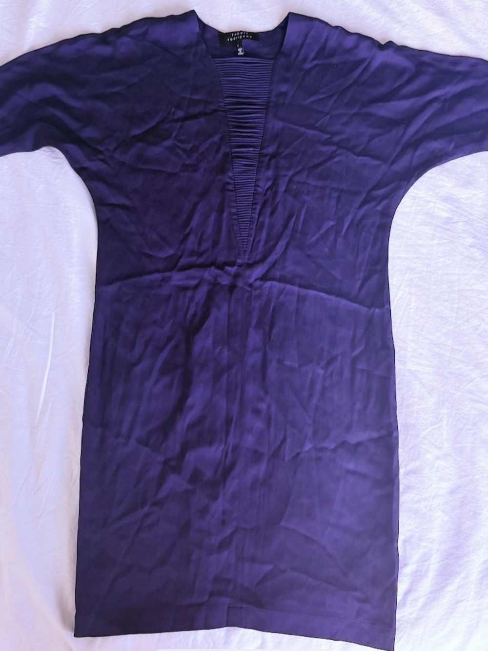 🔥SALE Robert Rodriguez Silk String Front Dolman Sleeve Minimalist Dress, sz 0 - Picture 5 of 8